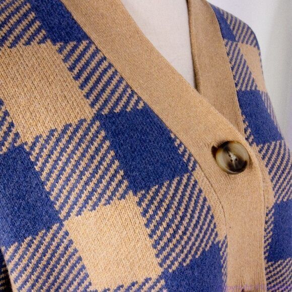 NWT Madewell Bayberry Cardigan Sweater in Buffalo Check, XL, Kim Kardashian - Picture 13 of 15